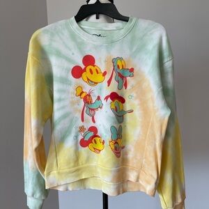 Disney Mickey Minnie Pluto Donald and Daisy Duck Sweatshirt in a Tie Dye Large
